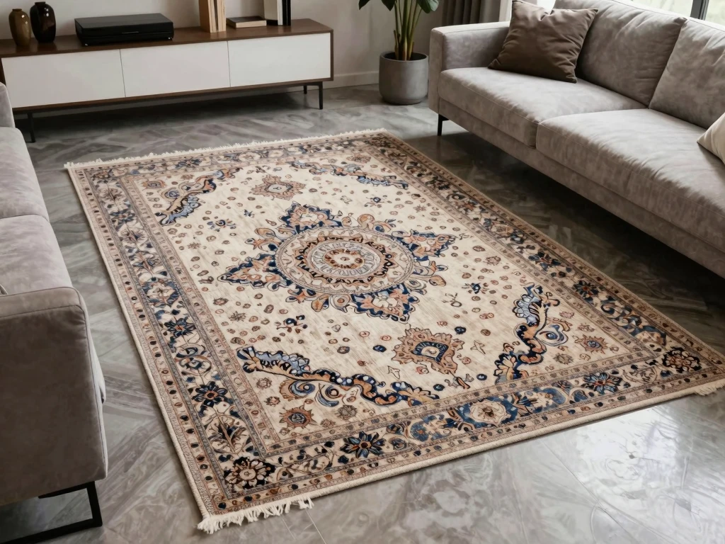 Luxury rug in modern living room