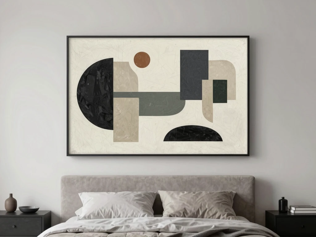 Wall art in modern bedroom